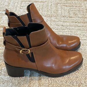 Helene Rouge Paris Leather Size 9 Heeled Boots Brown Carmel Tan